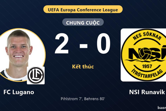 FC Lugano thắng 2-0, NSI Runavik lỡ nhịp ở vòng loại thứ ba