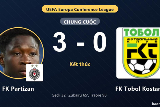 FK Partizan thắng đậm FK Tobol Kostanay ở vòng loại Conference League