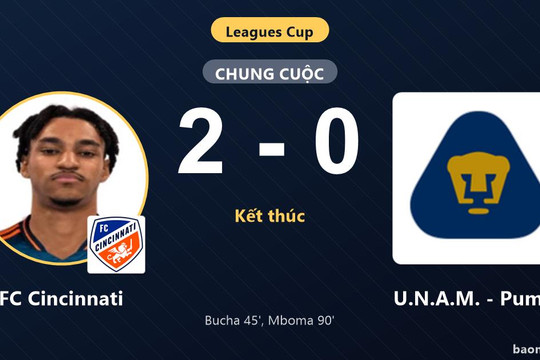 Hạ U.N.A.M. - Pumas 2-0, FC Cincinnati khiến đối thủ ôm hận tại Leagues Cup