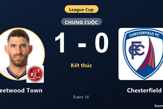 Thắng Chesterfield 1-0, Fleetwood Town đi tiếp, tiễn đối thủ khỏi League Cup