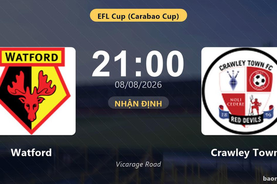 Nhận định Watford vs Crawley Town: đội hình dự kiến