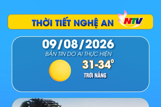 Thời tiết Nghệ An hôm nay 09/08/2026