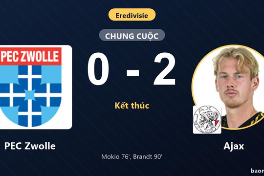 Hạ PEC Zwolle ngay trên sân khách, Ajax khởi đầu thuận lợi tại Eredivisie