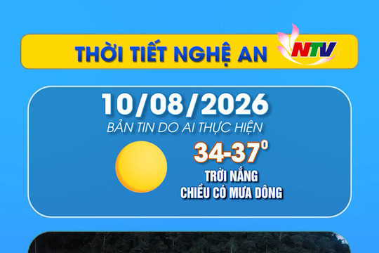 Thời tiết Nghệ An hôm nay 10/08/2026