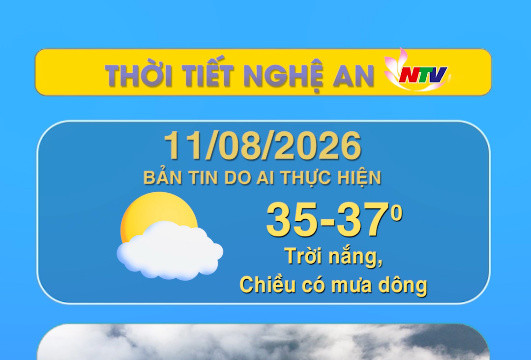 Thời tiết Nghệ An hôm nay 11/8/2026