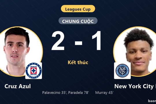 Vượt qua New York City FC 2-1, Cruz Azul khiến đối thủ ôm hận tại Leagues Cup