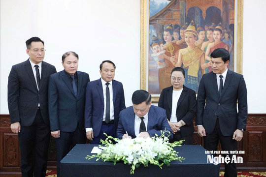 Đoàn đại biểu tỉnh Nghệ An viếng Chủ tịch Quốc hội Lào