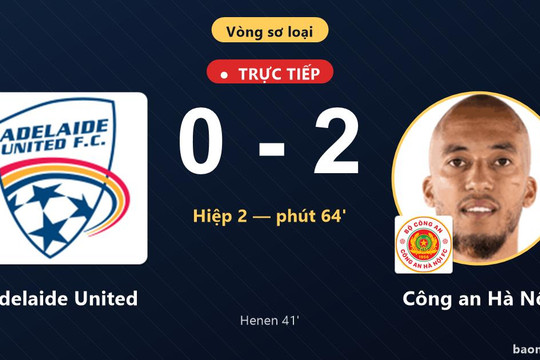 Trực tiếp Adelaide United vs Công an Hà Nội: Công an Hà Nội nhân đôi cách biệt
