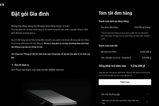 Mạng Internet vệ tinh Starlink chính thức phủ sóng Việt Nam: Chi phí và cấu hình ra sao?