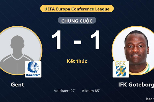 Đánh rơi lợi thế phút 85, Gent bị IFK Goteborg cầm hòa trên sân nhà