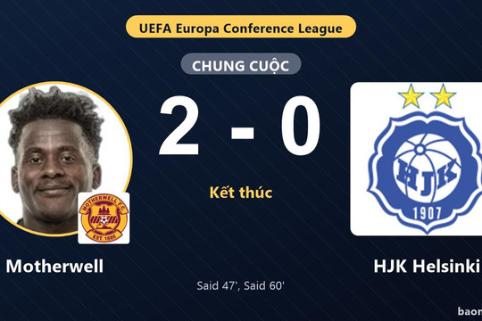 Cú đúp của Said giúp Motherwell đánh bại HJK Helsinki 2-0 tại Europa Conference League