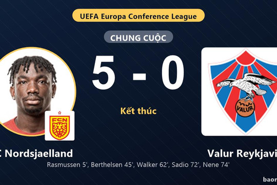 Vùi dập Valur Reykjavik 5-0, FC Nordsjaelland phô diễn sức mạnh tại Conference League