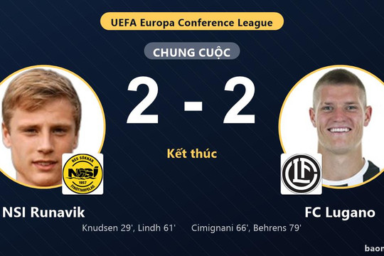 Đánh mất thế dẫn hai bàn, NSI Runavik chia điểm cay đắng trước FC Lugano