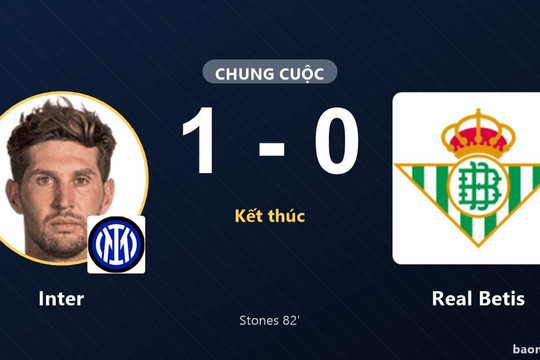 Bàn thắng muộn của Stones giúp Inter đánh bại Real Betis tại Giuseppe Meazza