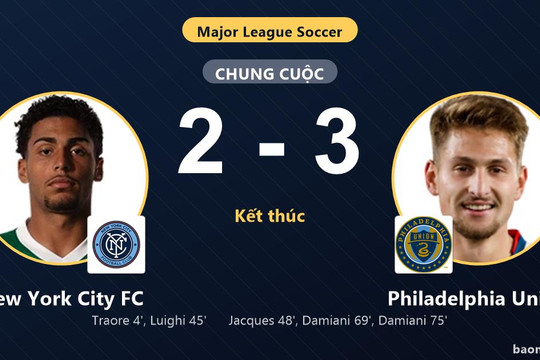 New York City FC 2-3 Philadelphia Union: Philadelphia Union giành chiến thắng