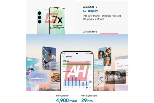 Rò rỉ ảnh quảng cáo Samsung Galaxy S26 FE: Chip Exynos 2500 3nm và thiết kế siêu mỏng