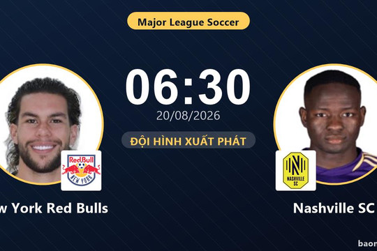 Trực tiếp New York Red Bulls vs Nashville SC: Nashville SC chiếm ưu thế kiểm soát bóng, chưa có bàn thắng