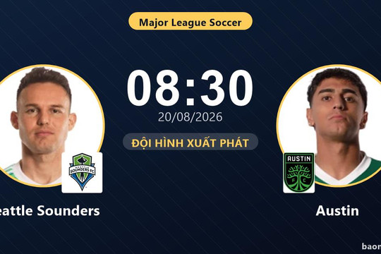 Trực tiếp Seattle Sounders vs Austin: Austin kiểm soát bóng vượt trội nhưng chưa thể ghi bàn