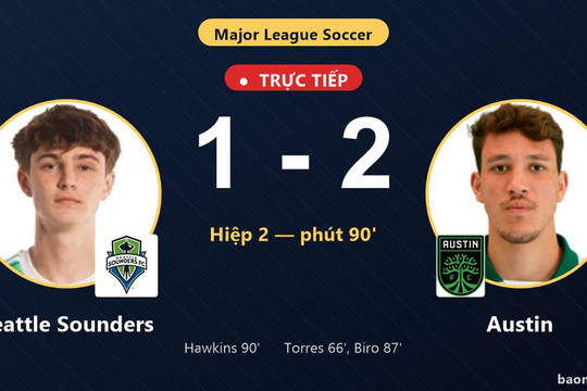 Trực tiếp Seattle Sounders vs Austin: Seattle Sounders rút ngắn cách biệt 1-2