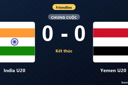 India U20 và Yemen U20 chia điểm trong trận giao hữu