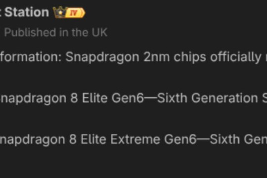 Qualcomm sắp ra mắt Snapdragon 8 Elite Gen 6 và bản Extreme trên tiến trình 2nm của TSMC