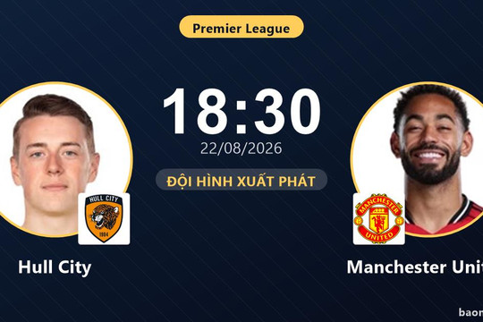 Trực tiếp Hull City vs Manchester United: Đội hình xuất phát