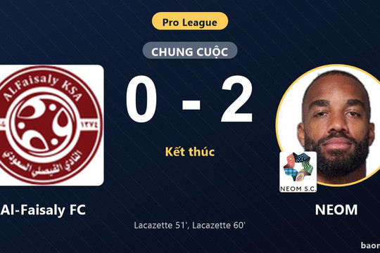 Lacazette lập cú đúp, NEOM hạ Al-Faisaly FC để chen chân vào top 5
