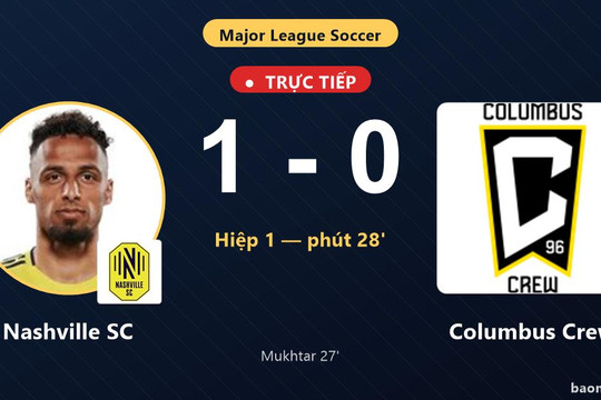 Trực tiếp Nashville SC vs Columbus Crew: Hết hiệp 1, Nashville SC dẫn 1-0