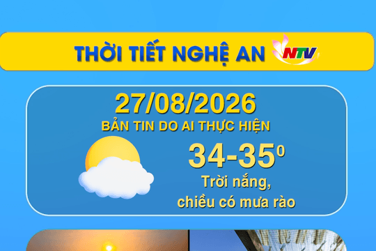 Thời tiết Nghệ An 27/08/2026