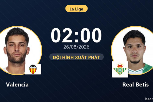 Trực tiếp Valencia vs Real Betis: Đội hình xuất phát
