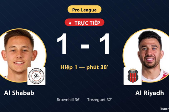 Trực tiếp Al Shabab vs Al Riyadh: Al Shabab gỡ hòa 1-1