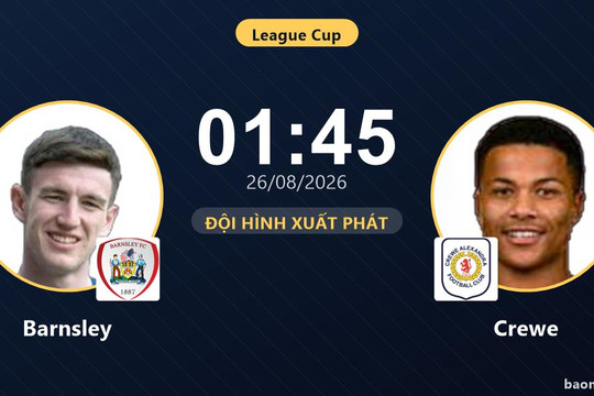 Trực tiếp Barnsley vs Crewe: Đội hình xuất phát