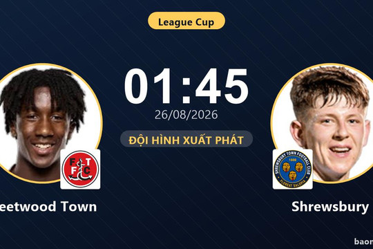 Trực tiếp Fleetwood Town vs Shrewsbury: Đội hình xuất phát