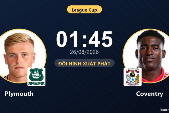 Trực tiếp Plymouth vs Coventry: Đội hình xuất phát