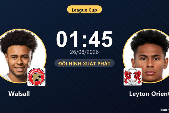 Trực tiếp Walsall vs Leyton Orient: Đội hình xuất phát