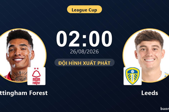 Trực tiếp Nottingham Forest vs Leeds: Đội hình xuất phát