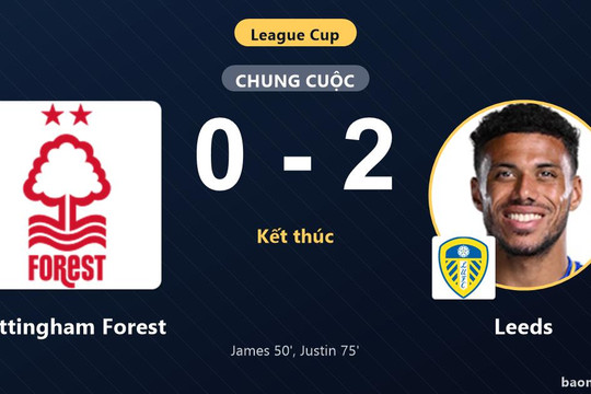 Hạ gục Nottingham Forest tại City Ground, Leeds giành vé đi tiếp ở League Cup