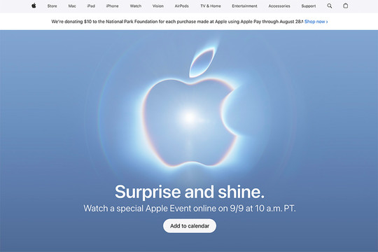 Apple công bố sự kiện ngày 9/9 mang thông điệp Surprise and shine và cột mốc lãnh đạo mới