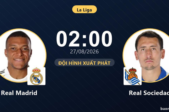 Trực tiếp Real Madrid vs Real Sociedad: Trận đấu đang diễn ra