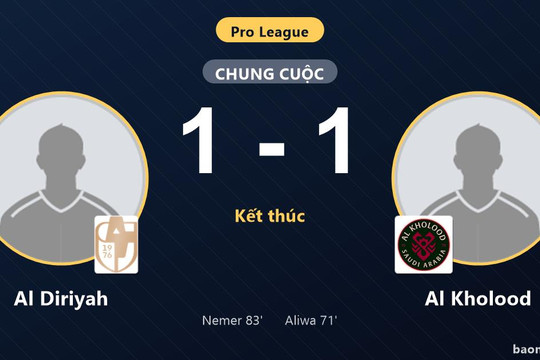 Cầm hòa Al Kholood 1-1, Al Diriyah cùng đối thủ ghìm chân ở nhóm giữa bảng