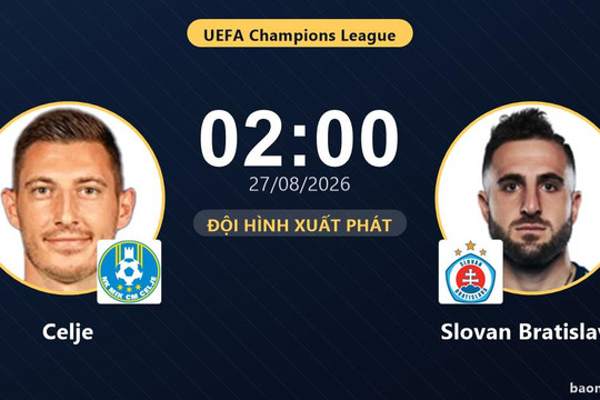 Trực tiếp Celje vs Slovan Bratislava: Trận đấu đang diễn ra