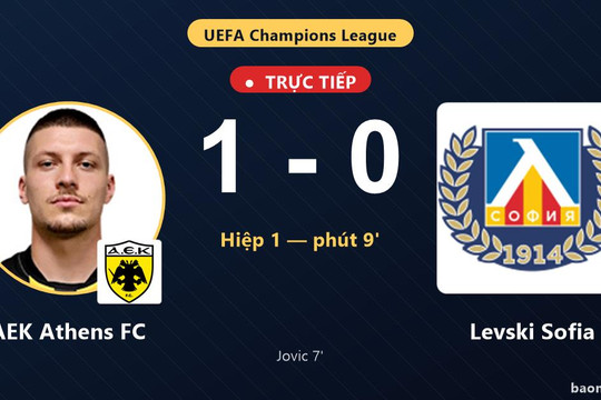 Trực tiếp AEK Athens FC vs Levski Sofia: AEK Athens FC mở tỷ số