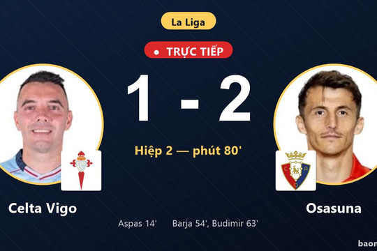 Trực tiếp Celta Vigo vs Osasuna: Osasuna vượt lên dẫn trước