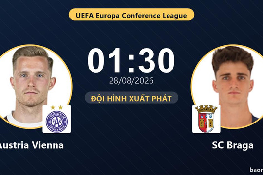 Trực tiếp Austria Vienna vs SC Braga: Hiệp 2 bắt đầu, hòa 0-0