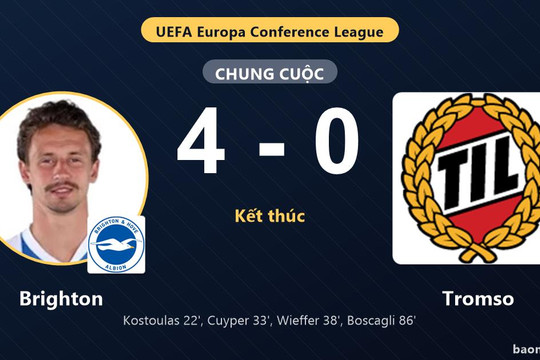 Thắng đậm Tromso 4-0, Brighton giành vé đi tiếp khiến đối thủ dừng bước