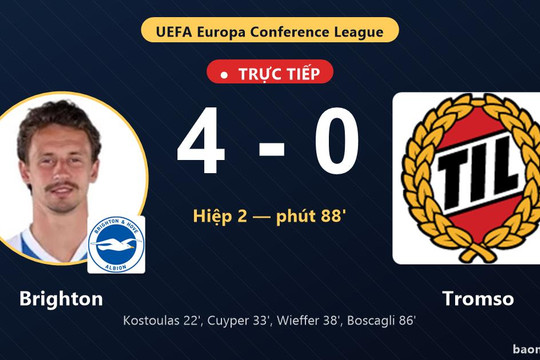 Trực tiếp Brighton vs Tromso: Brighton nới rộng cách biệt 4-0