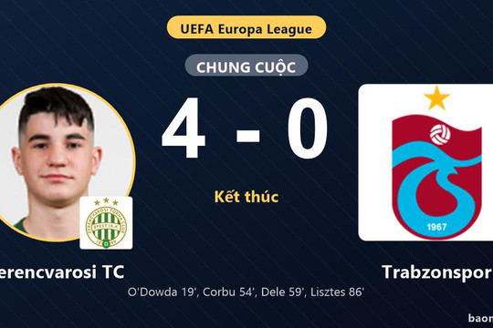Vùi dập Trabzonspor 4-0, Ferencvarosi TC tạo lợi thế lớn trước trận lượt về