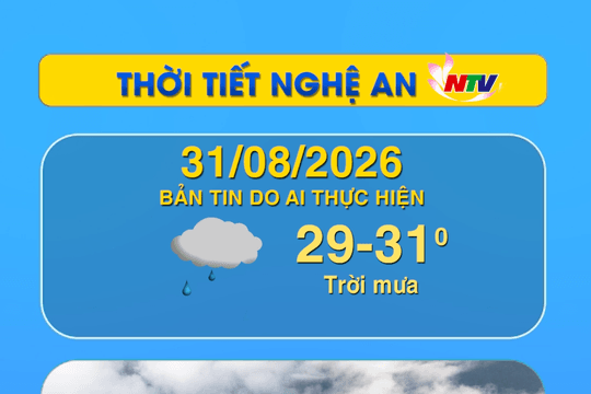 Thời tiết Nghệ An hôm nay - 31/08/2026