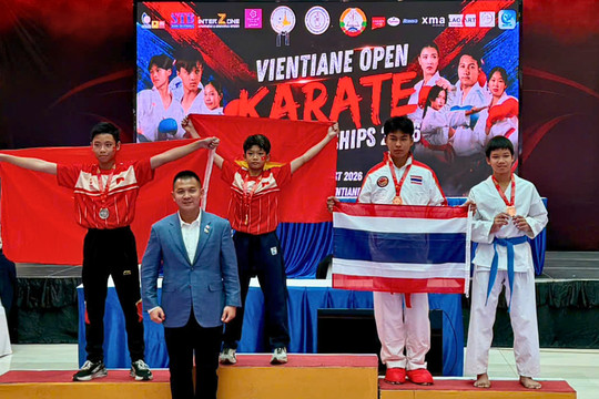 13 Huy chương Vàng, Karate Nghệ An giành ngôi Nhất toàn đoàn tại Viêng Chăn