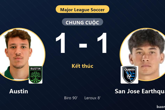 Cầm hòa San Jose Earthquakes 1-1, Austin cùng đối thủ giành vé vào vòng 1/16